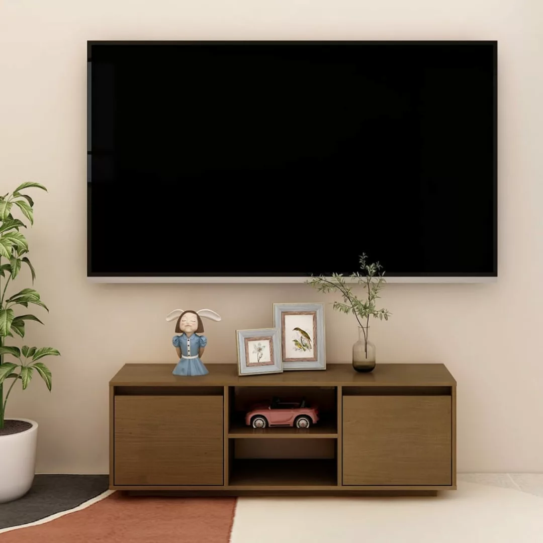 vidaXL TV-Schrank TV-Schrank Honigbraun 110x30x40 cm Massivholz Kiefer Lowb günstig online kaufen