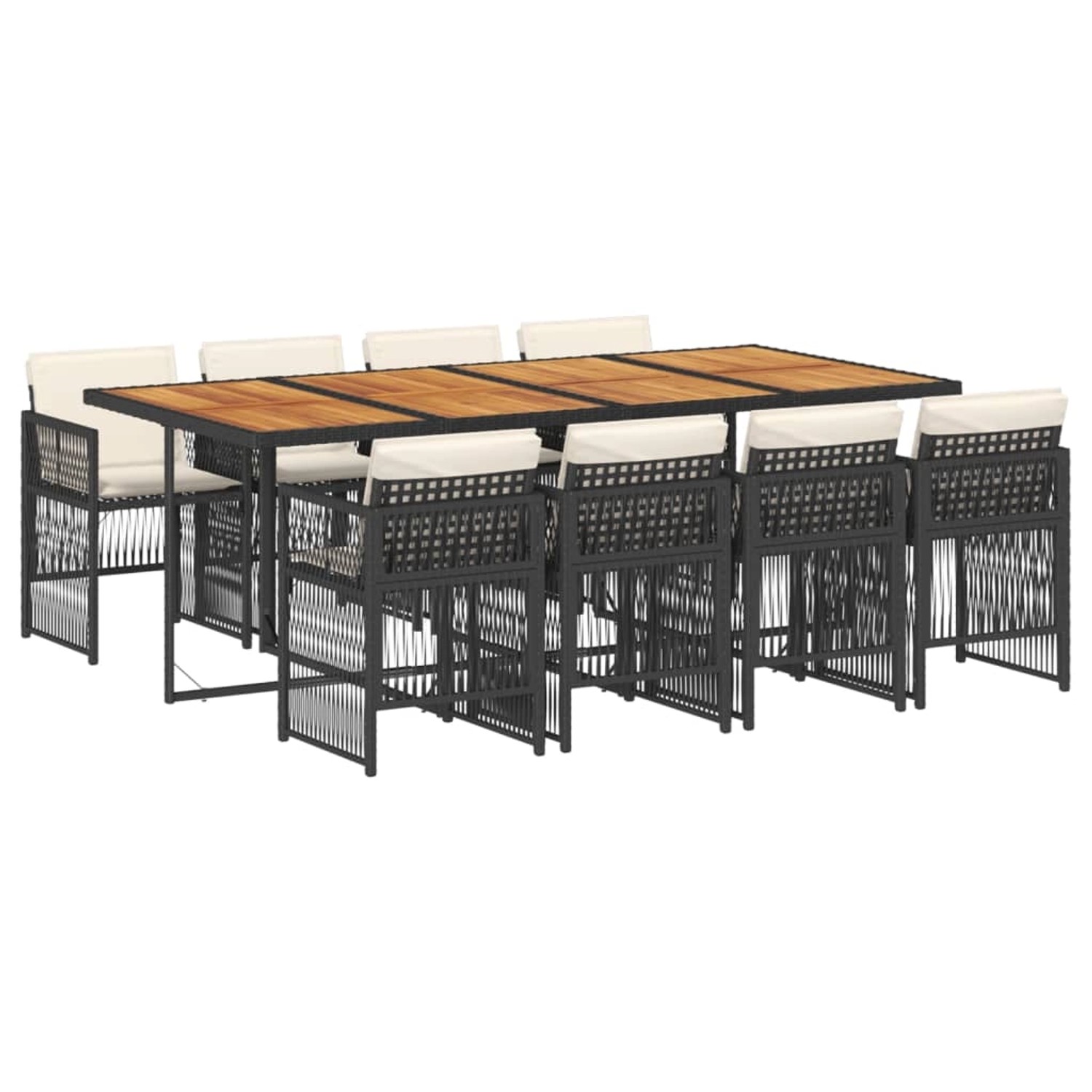 vidaXL 9-Tlg Garten-Essgruppe mit Kissen Schwarz Poly Rattan 3210927 günstig online kaufen
