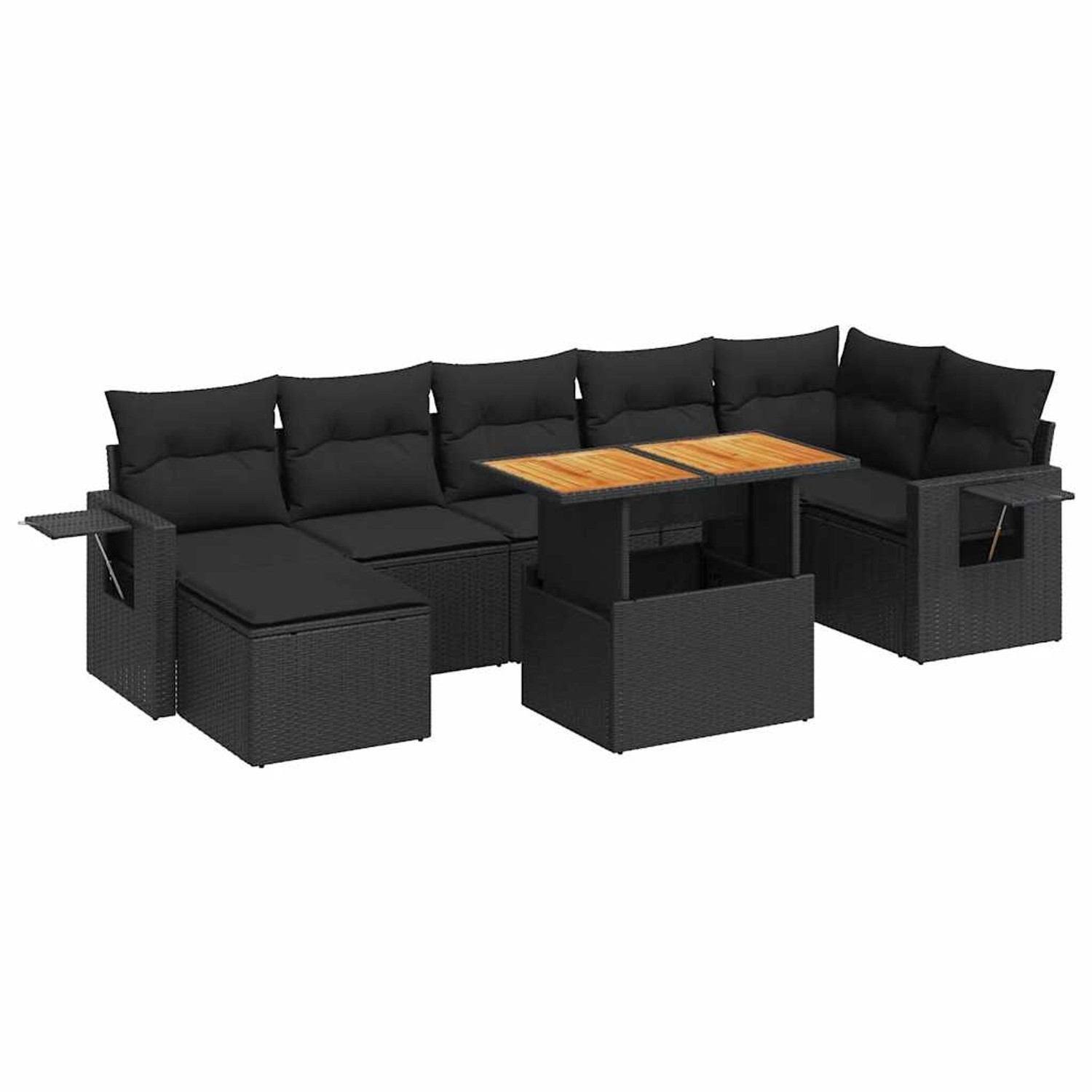 vidaXL 8-Tlg Garten-Sofagarnitur mit Kissen Schwarz Poly Rattan 3327177 günstig online kaufen