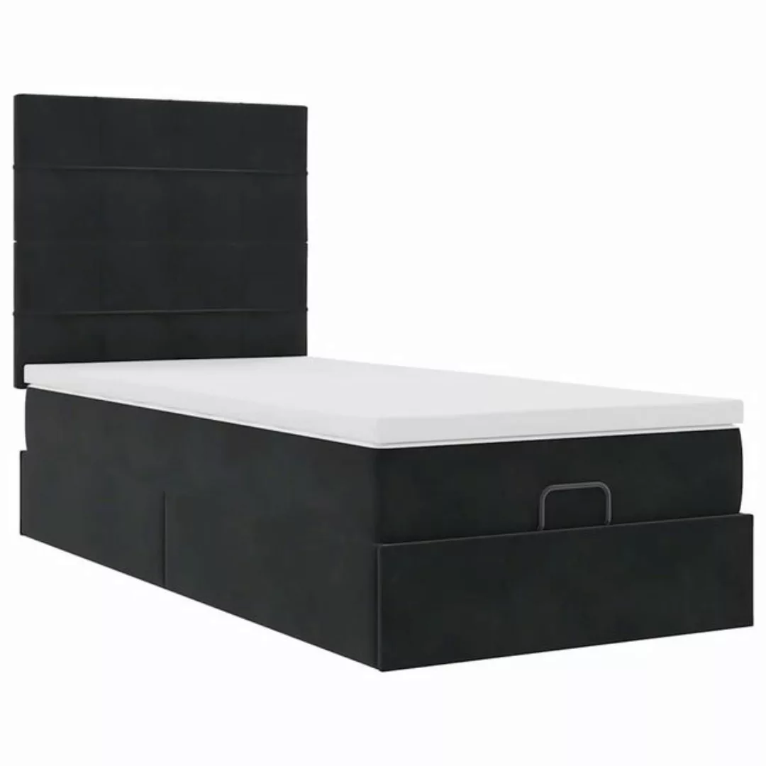 vidaXL Bett Ottoman-Bett mit Matratzen Schwarz 80x200 cm Samt günstig online kaufen