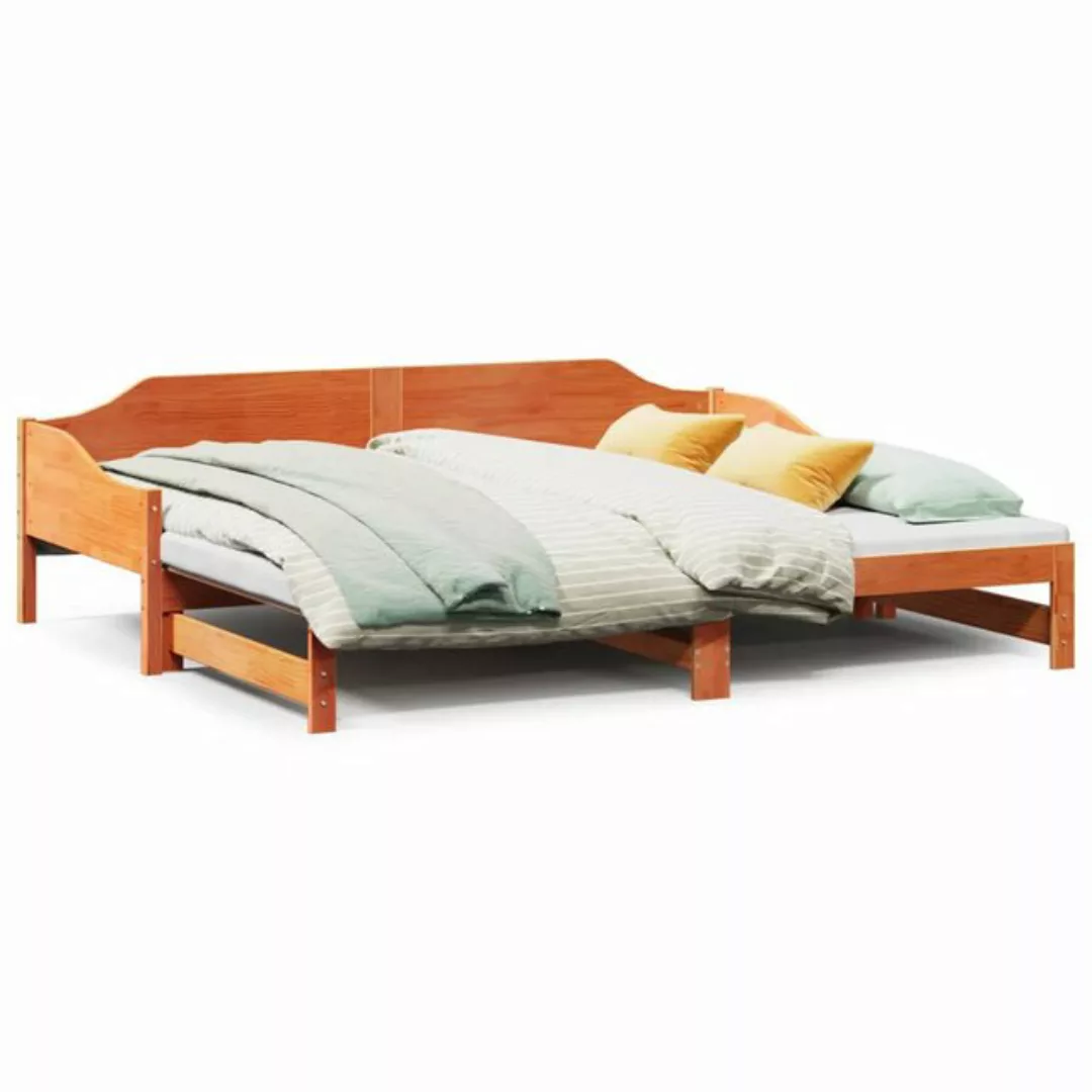 vidaXL Bett, Tagesbett Ausziehbar Wachsbraun 80x200 cm Massivholz Kiefer günstig online kaufen