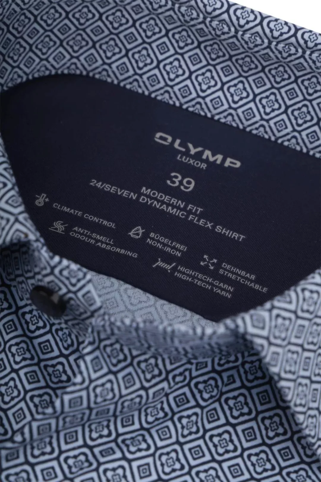OLYMP Luxor Hemd 24/Seven Druck Blau - Größe 43 günstig online kaufen