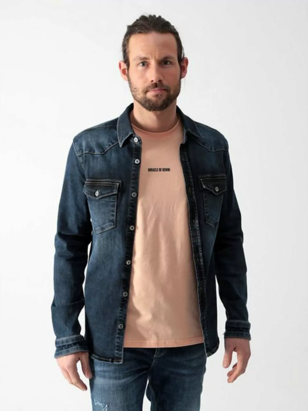 Miracle of Denim Cardigan Hemd mit lässigen Brusttaschen günstig online kaufen