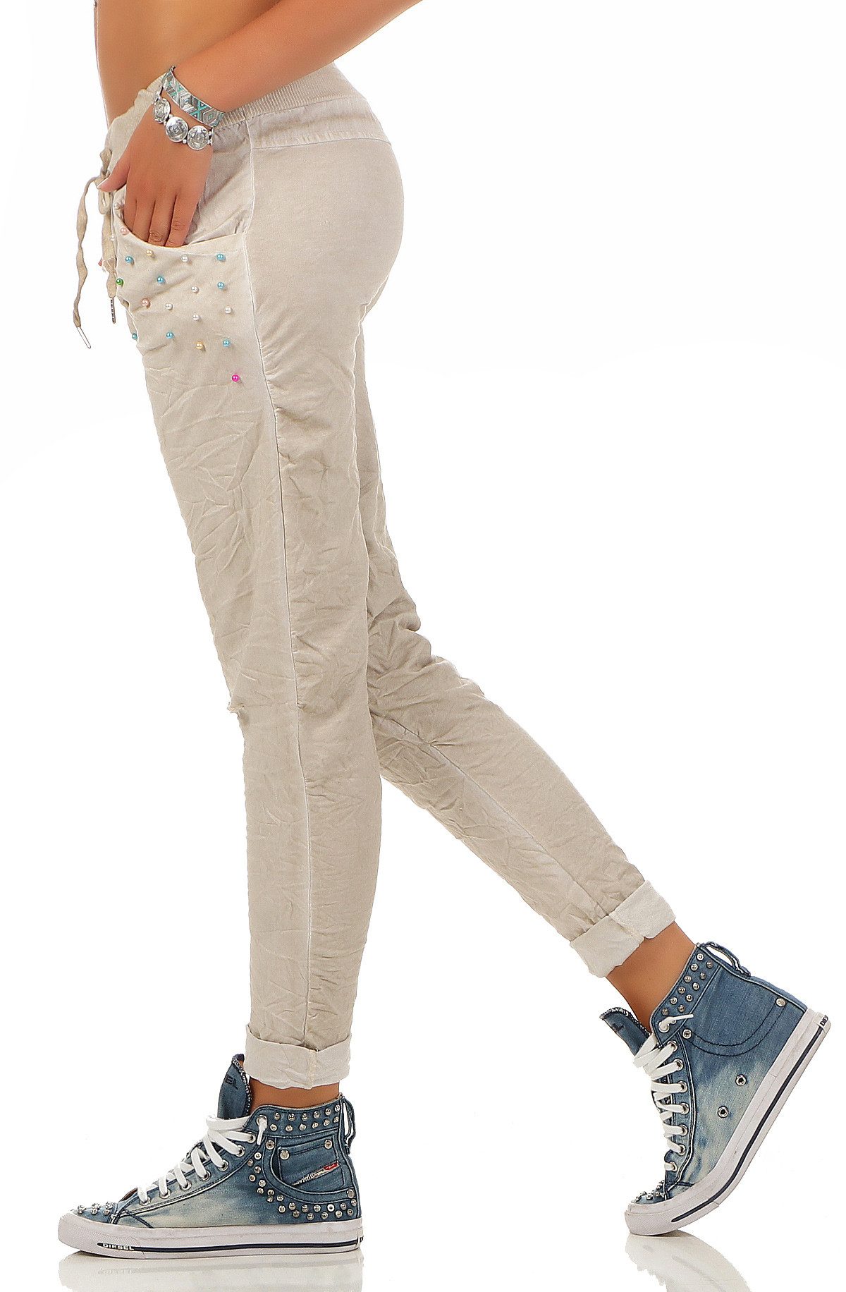 Mississhop Chinohose Trendige Jogger-Hose mit Print günstig online kaufen