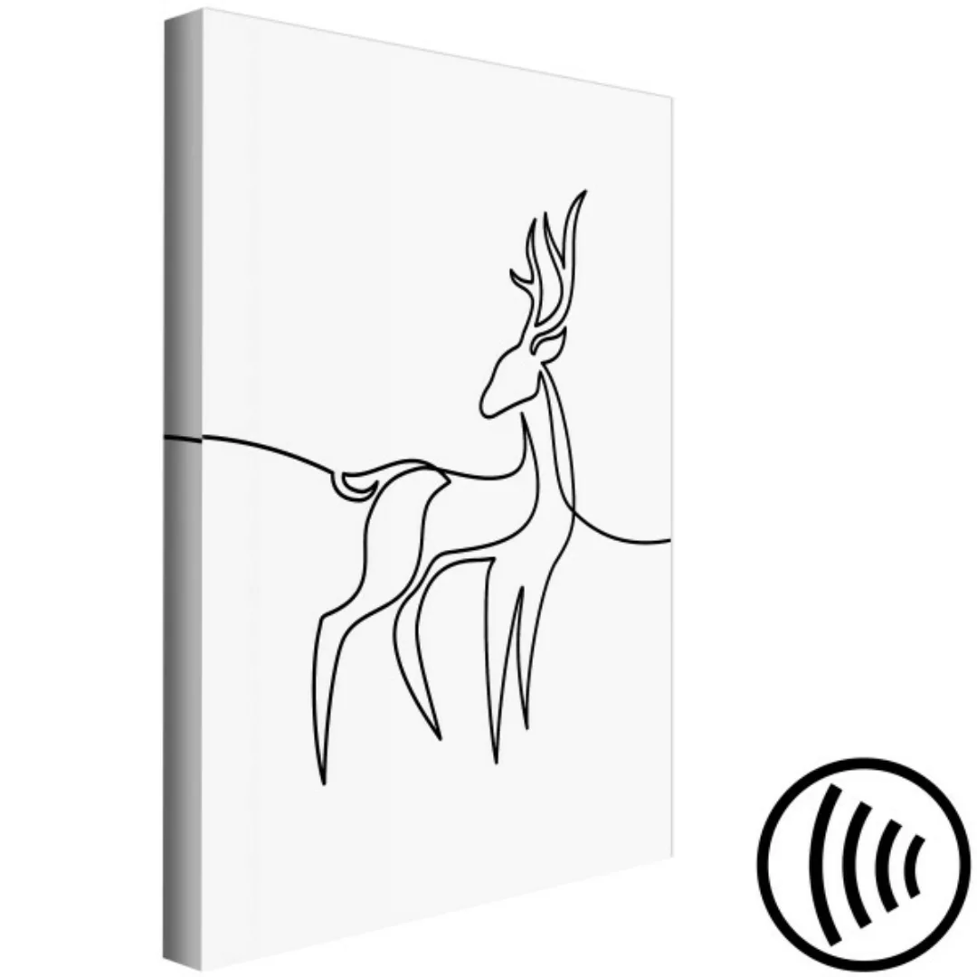 Bild auf Leinwand Hirschfigur - Schwarz-Weiß-Abstraktion in der Line Art Ku günstig online kaufen