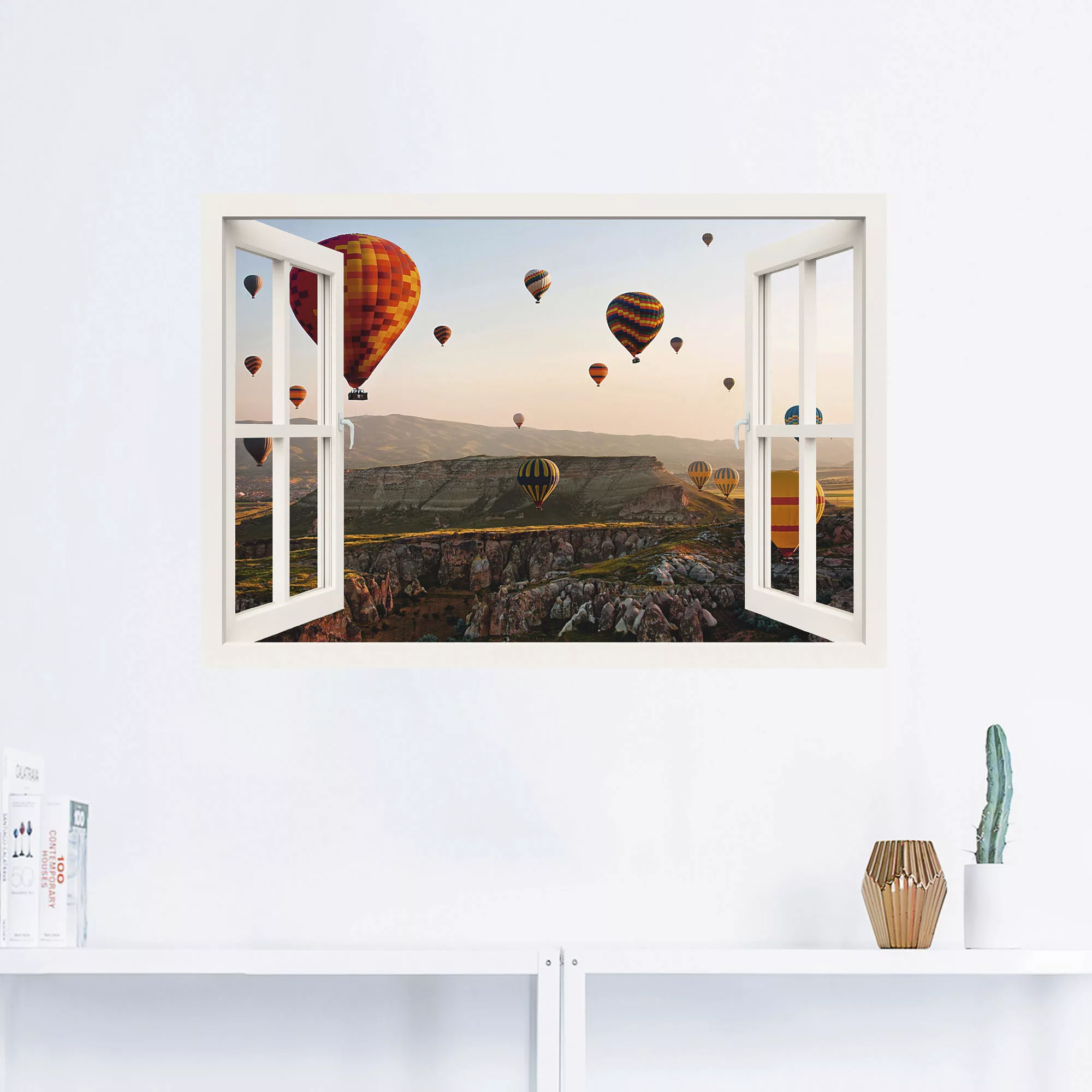 Artland Wandbild "Fensterblick Kappadokien Ballonfahrt", Ballonfahren, (1 S günstig online kaufen