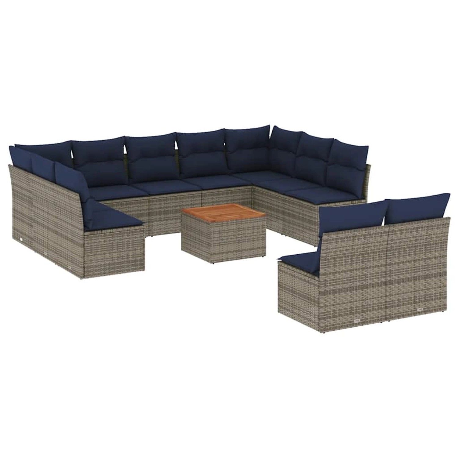 vidaXL 12-Tlg Garten-Sofagarnitur mit Kissen Grau Poly Rattan 3256222 günstig online kaufen