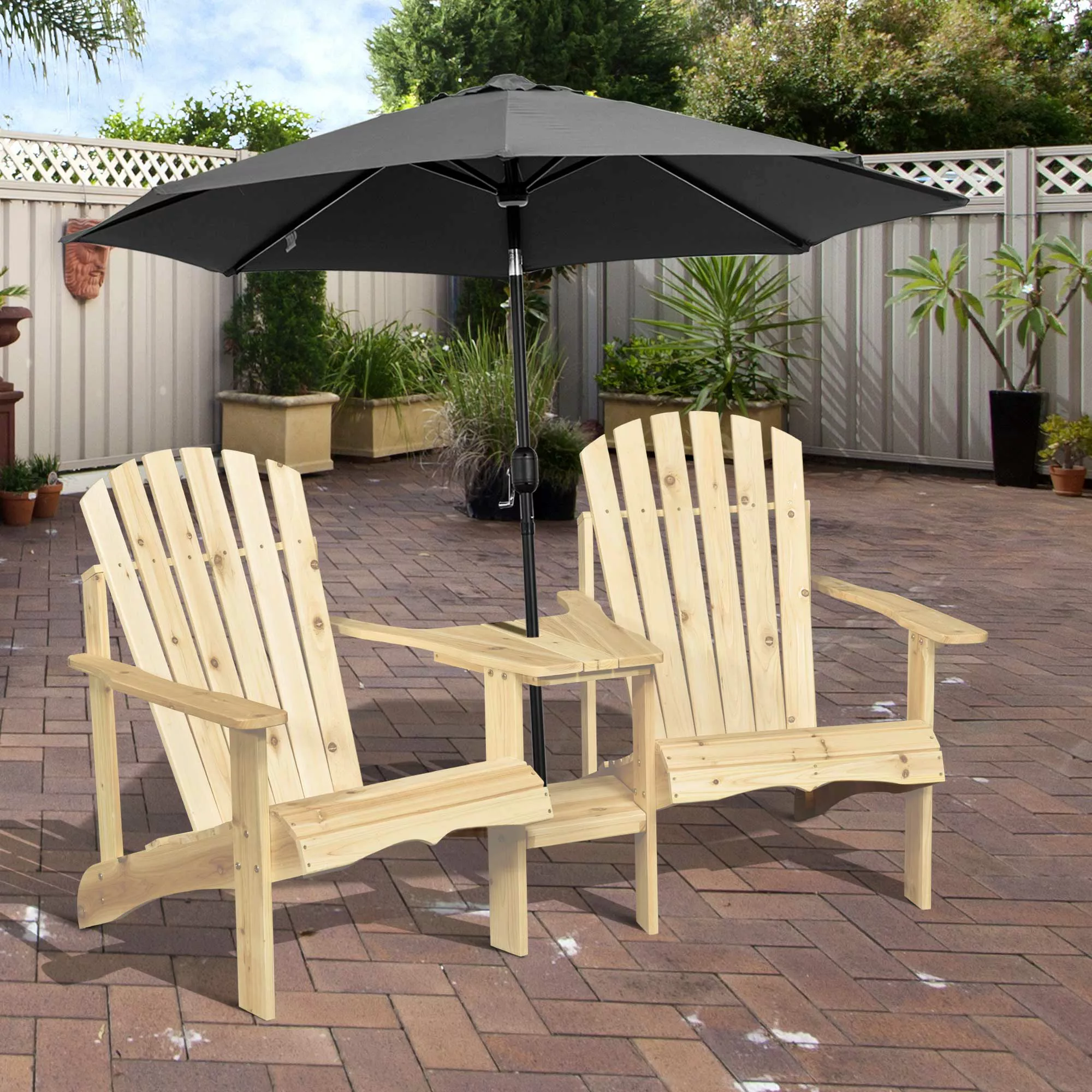 Outsunny Gartenstuhl Adirondack mit Tisch und günstig online kaufen