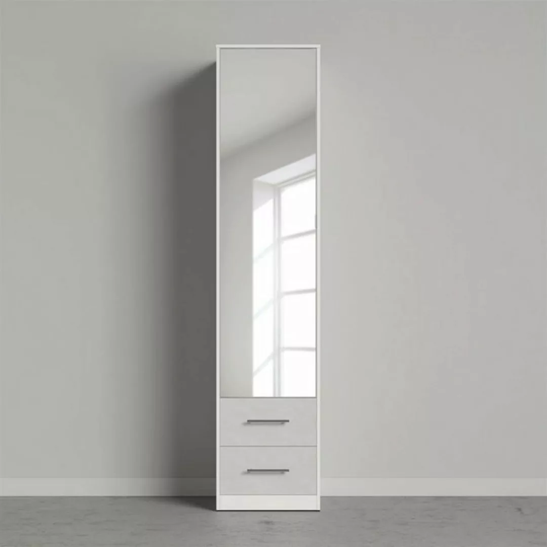 SMARTBett Drehtürenschrank Spiegelschrank Kleiderschrank 50cm Weiss/Beton ( günstig online kaufen