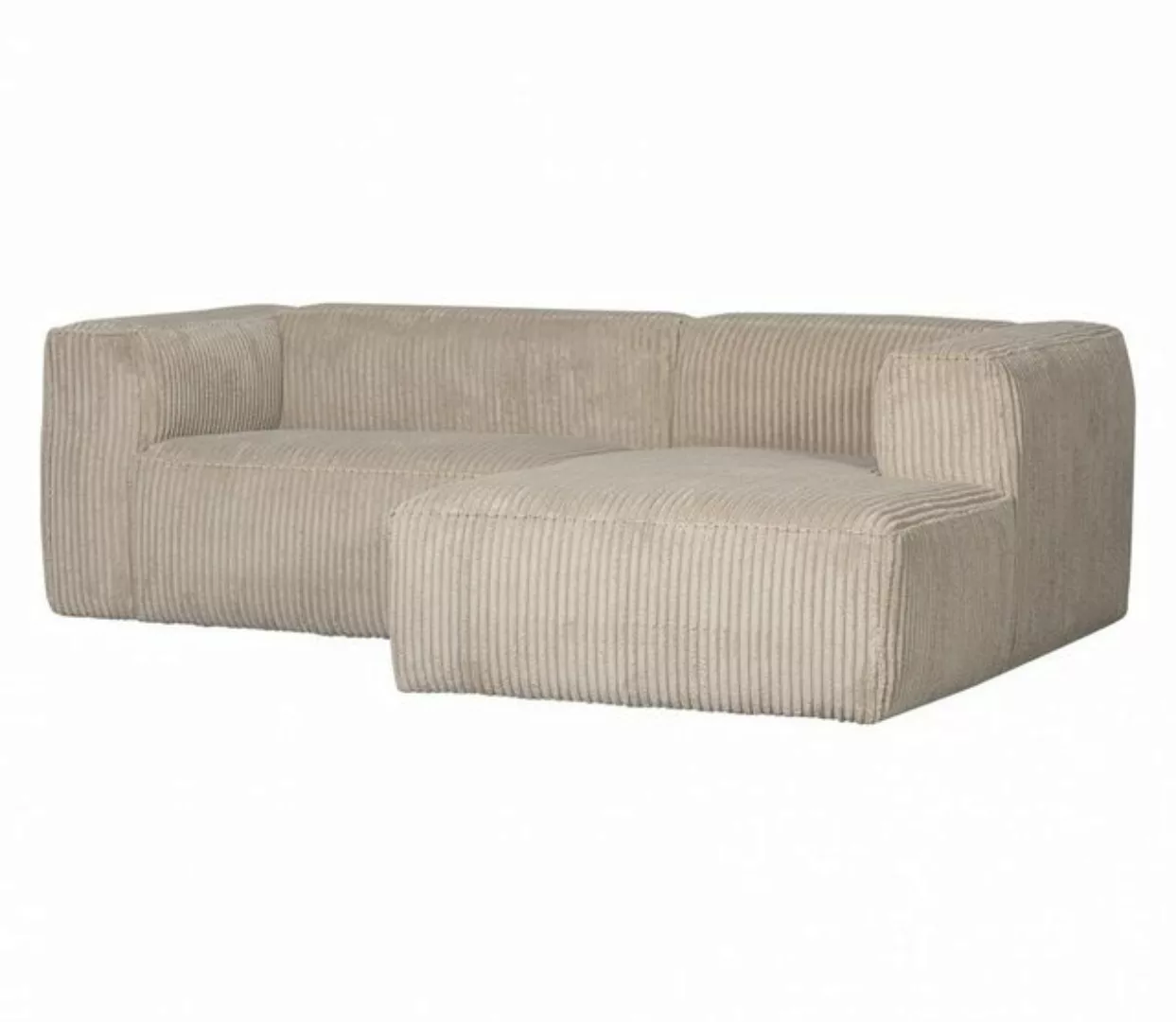 Maison ESTO Sofa Ecksofa Chaiselongue-Sofa CORD Stoff Ribcord beige travert günstig online kaufen