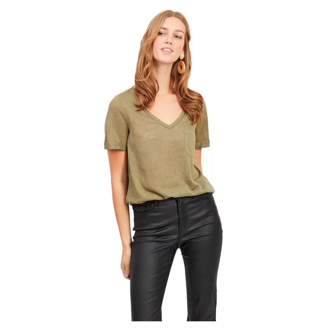 Object Tessi Slub Kurzarm V-ausschnitt T-shirt XL Deep Lichen Green günstig online kaufen