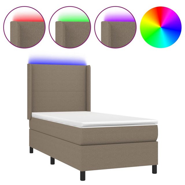 vidaXL Boxspringbett Boxspringbett mit Matratze und LED Stoff (90 x 190 cm, günstig online kaufen