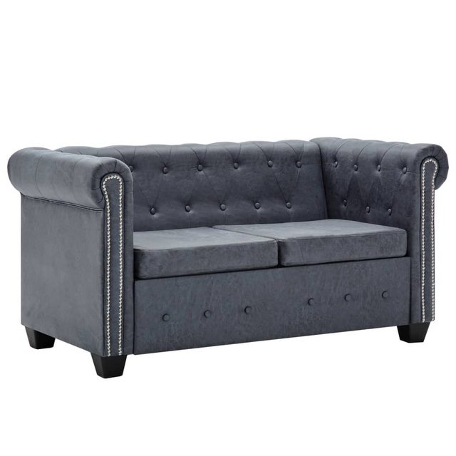 vidaXL Sofa Chesterfield-Sofa 2-Sitzer Kunstwildleder Grau günstig online kaufen