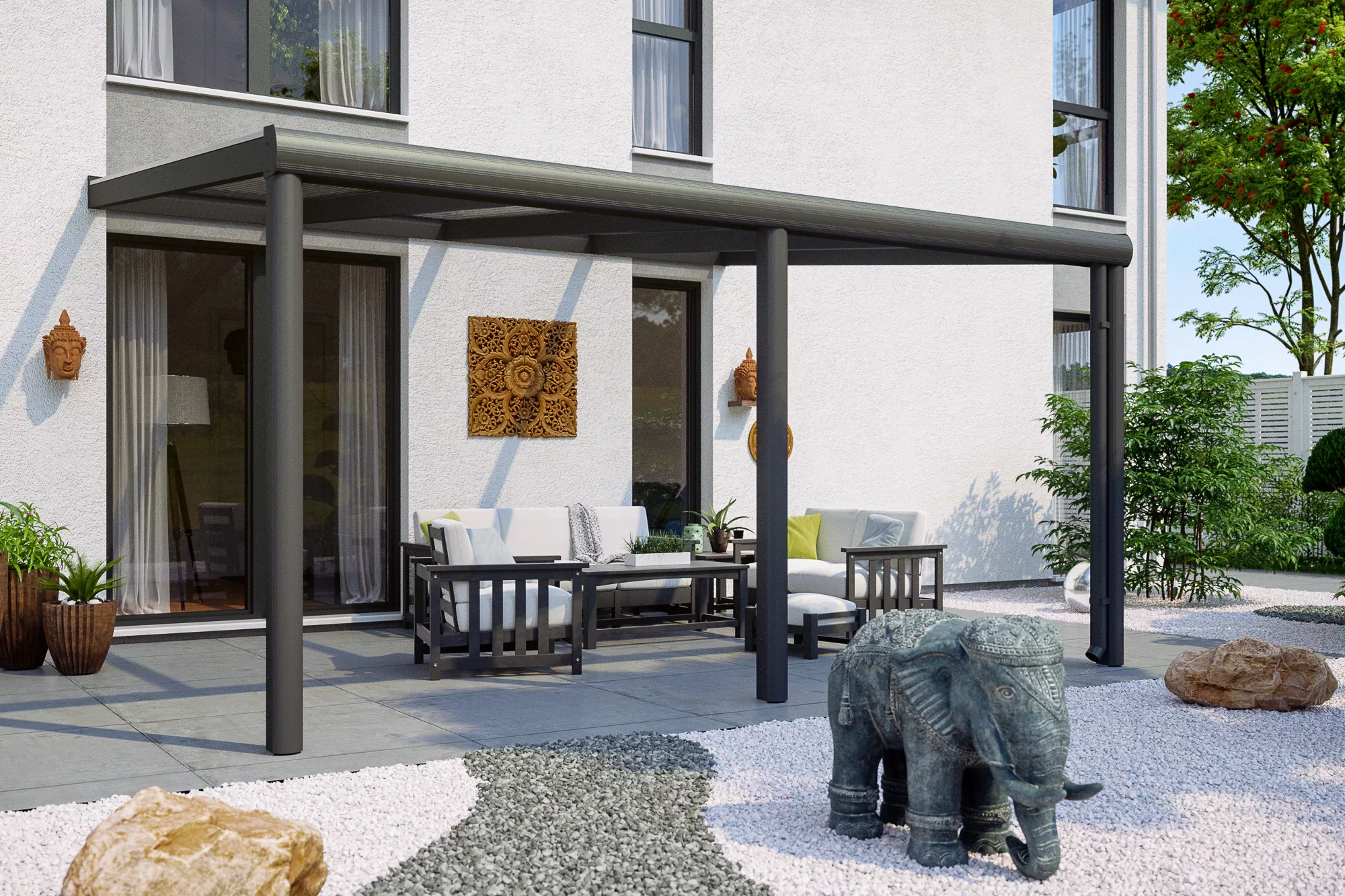 Skan Holz Terrassenüberdachung Garda 434 x 307 cm Aluminium Anthrazit günstig online kaufen