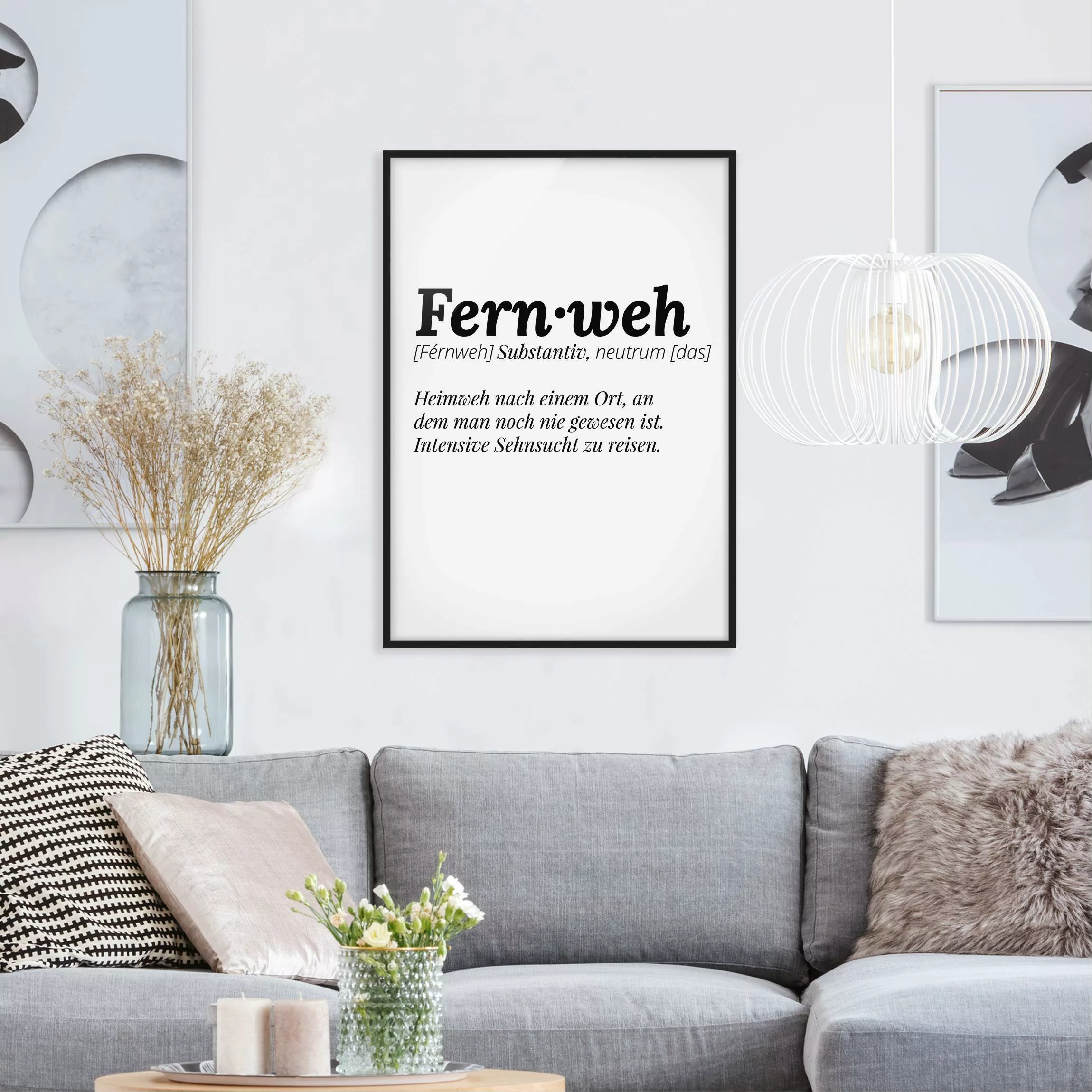 Bild mit Rahmen Spruch - Hochformat Die Definition von Fernweh günstig online kaufen