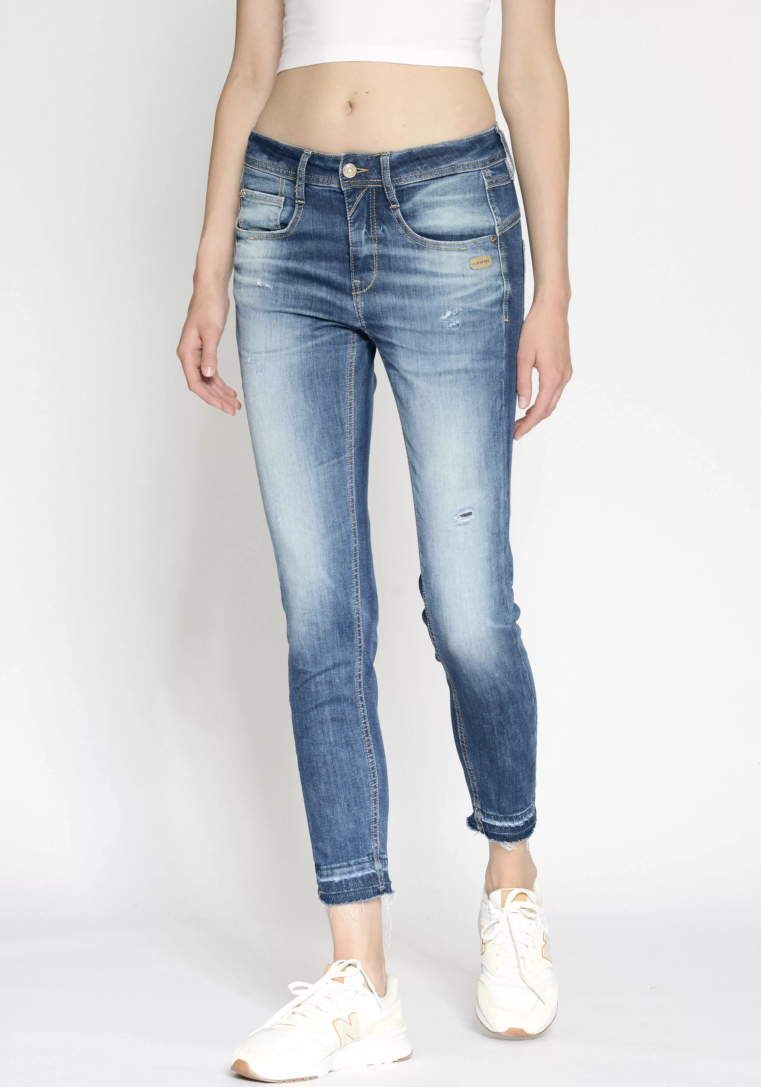 GANG 5-Pocket-Jeans 94AMELIE CROPPED mit ausgefransten Saumabschluss günstig online kaufen