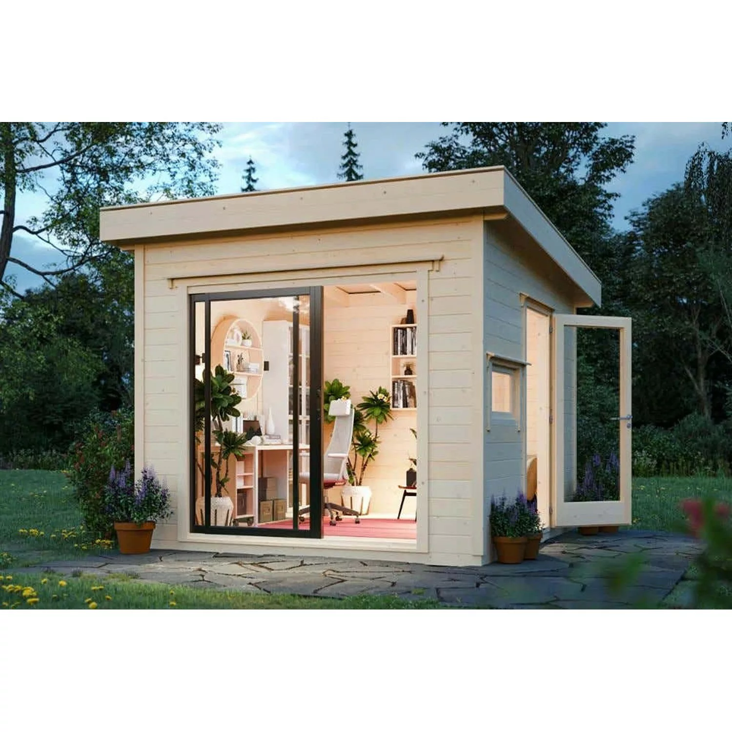 Polhus Gartenhaus Linus Pultdach Unbehandelt 334 cm x 339 cm günstig online kaufen