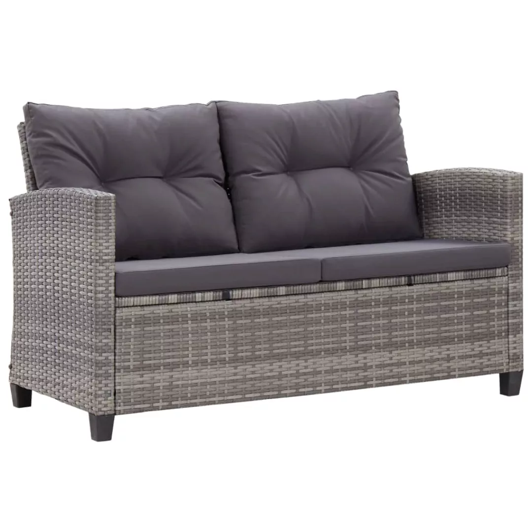 2-sitzer-gartensofa Mit Kissen Grau 124 Cm Poly Rattan günstig online kaufen