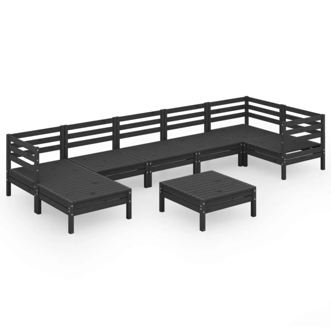 8-tlg. Garten-lounge-set Massivholz Kiefer Schwarz günstig online kaufen