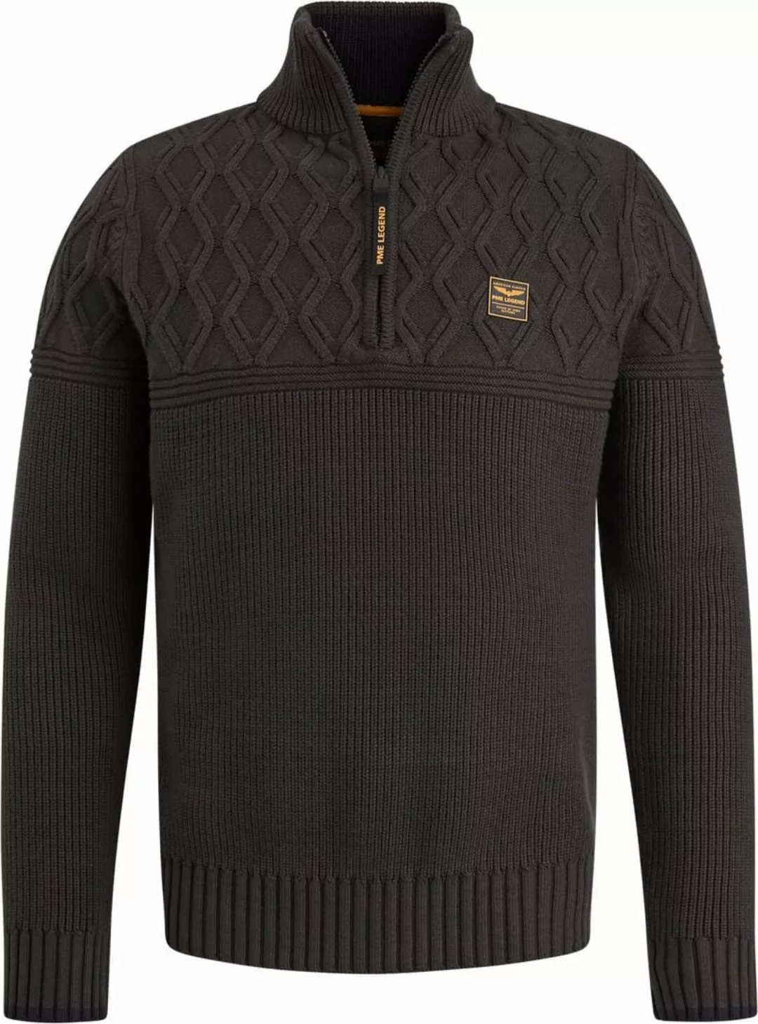 PME Legend Knitted Half Zip Pullover Schwarz - Größe L günstig online kaufen