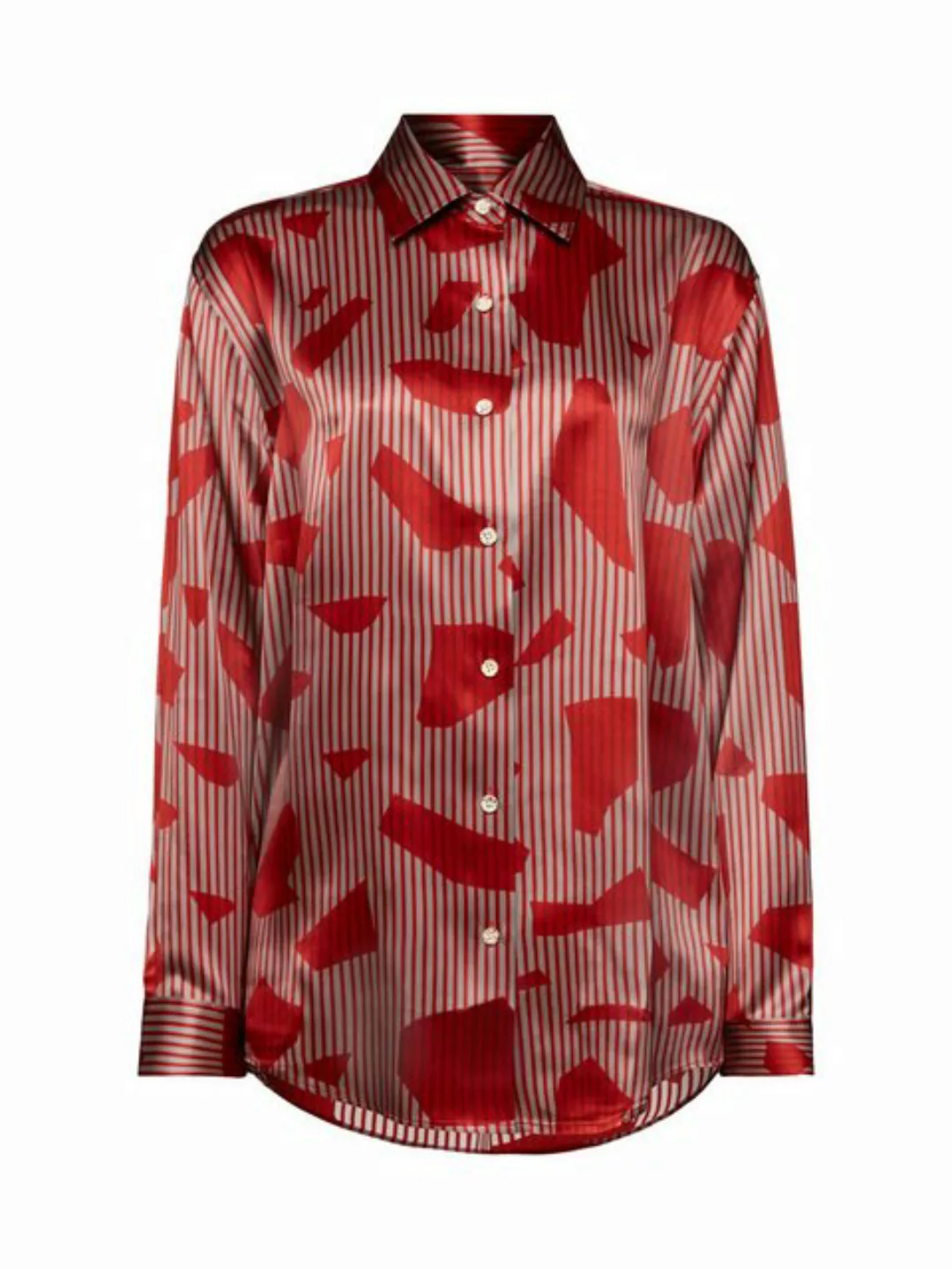 Esprit Langarmbluse Button-Up-Seidenhemd mit Print günstig online kaufen