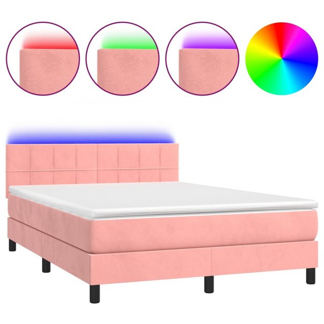 vidaXL Boxspringbett Bett Boxspringbett mit Matratze & LED Samt (140 x 200 günstig online kaufen