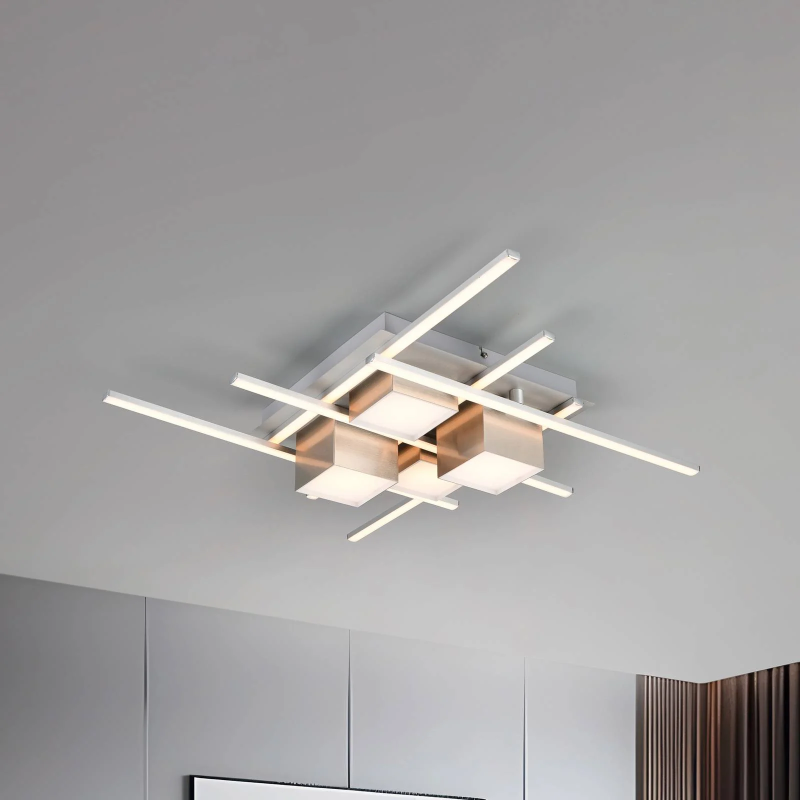 LED-Deckenlampe Roger, coffee, Metall, CCT, Fernbedienung günstig online kaufen