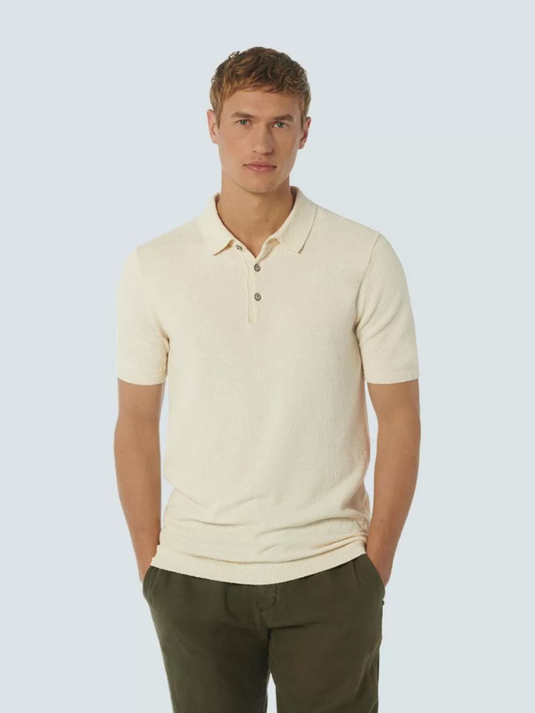 NO EXCESS T-Shirt Pullover Short Sleeve Polo Solid Relief Knit günstig online kaufen