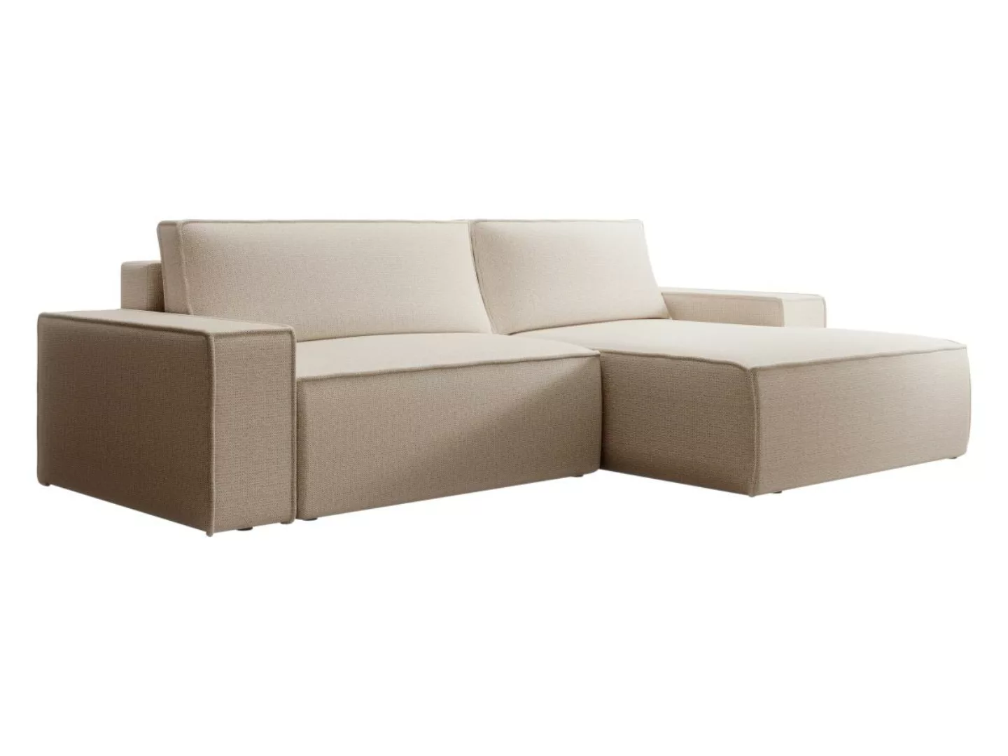 Ecksofa mit Schlaffunktion - Ecke rechts - Strukturstoff - Beige - AMELIA günstig online kaufen