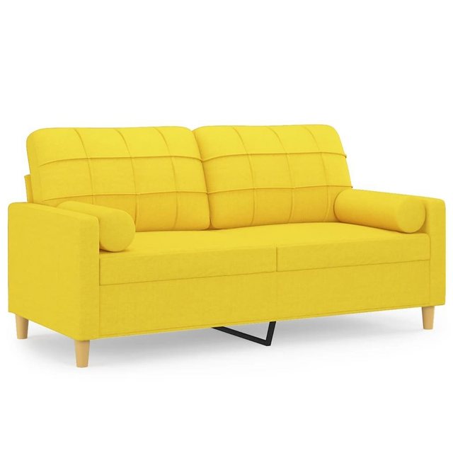vidaXL Sofa 2-Sitzer-Sofa mit Zierkissen Hellgelb 140 cm Stoff günstig online kaufen