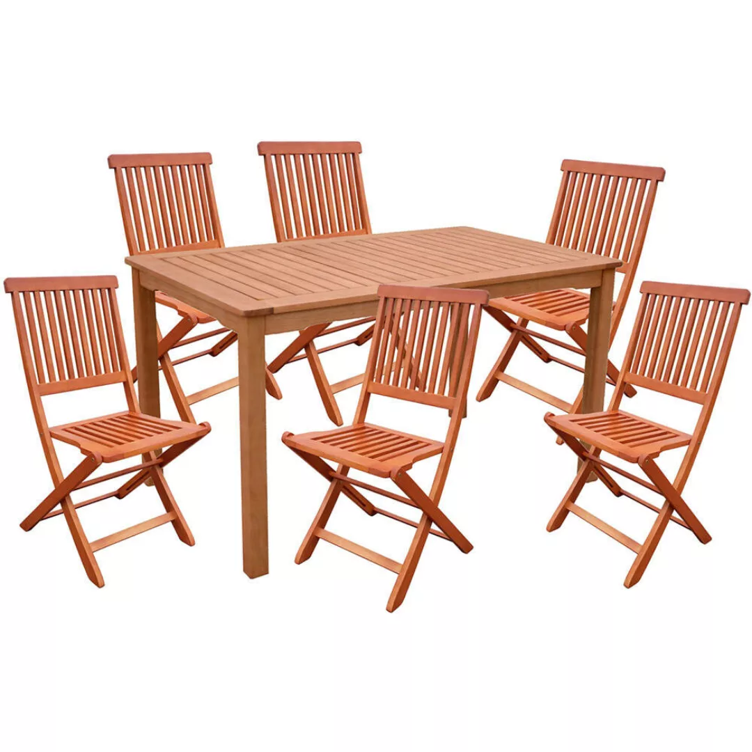 Terrassen Tischgruppe aus Eukalyptus GARDA-120 in braun günstig online kaufen
