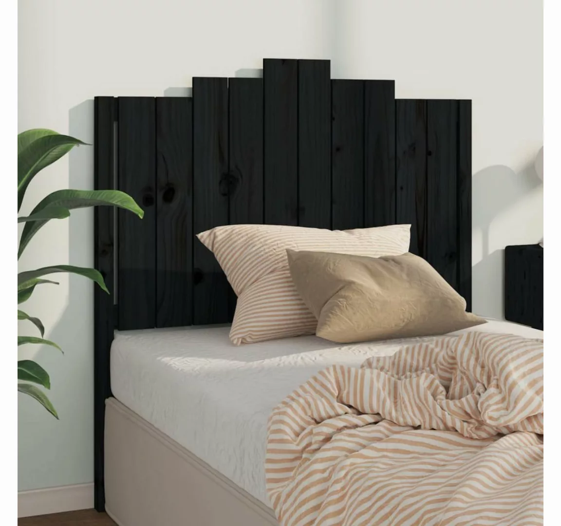 vidaXL Bett, Kopfteil Schwarz 106x4x110 cm Massivholz Kiefer günstig online kaufen