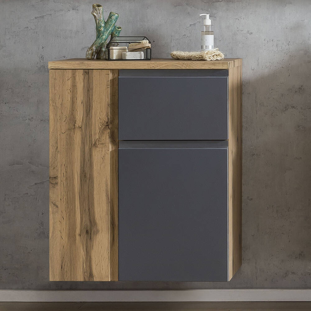 Lomadox Unterschrank VASTO-03-GREY Badezimmer 65cm in Wotan Eiche Nb. mit g günstig online kaufen