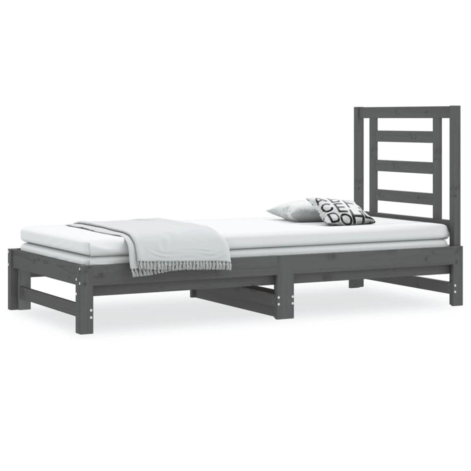 vidaXL Gästebett Gästebett Tagesbett Ausziehbar Grau 2x90x200 cm Massivholz günstig online kaufen