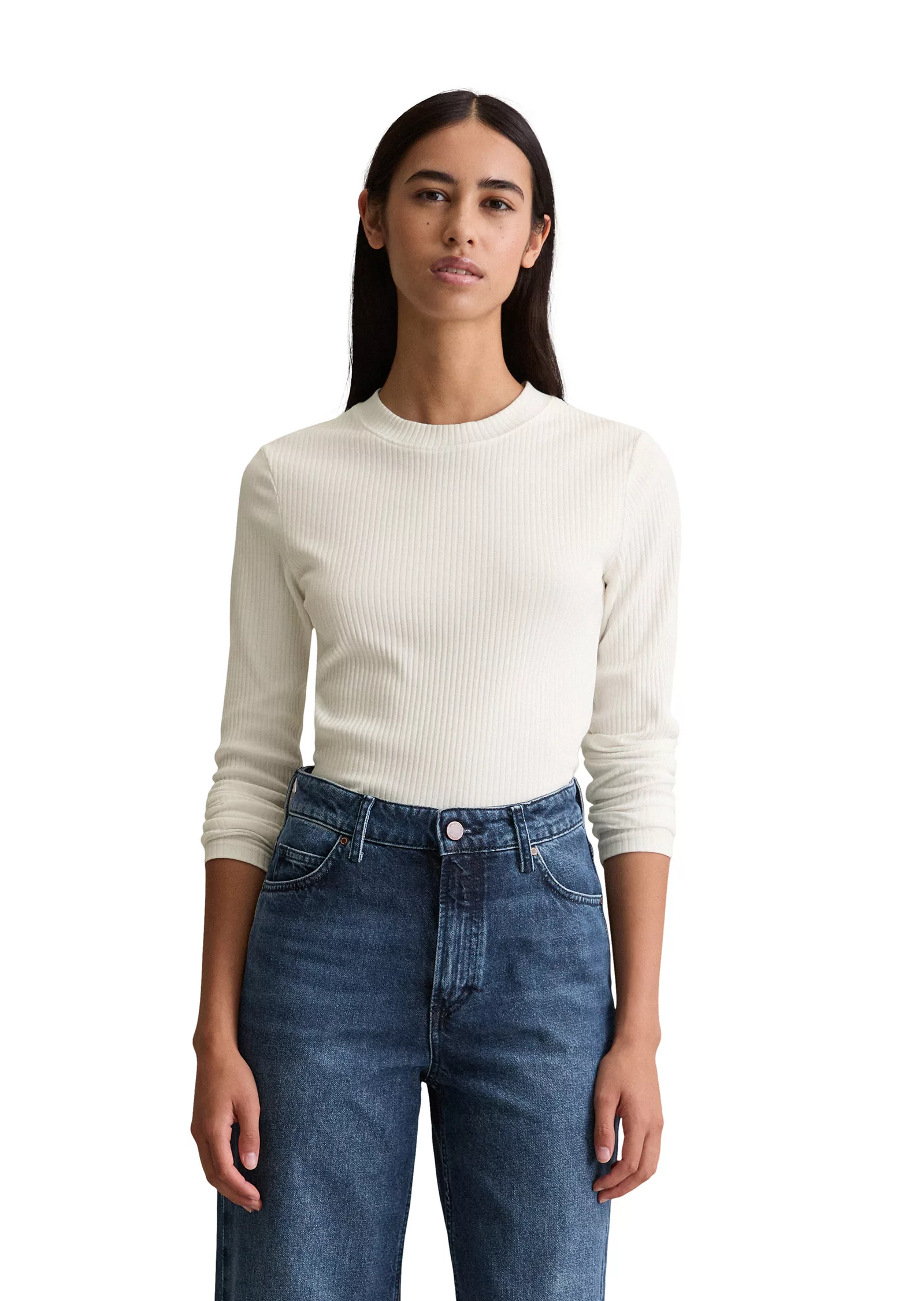 Marc OPolo DENIM Langarmshirt, Rundhalsausschnitt, slim fit, Bio-Baumwolle günstig online kaufen