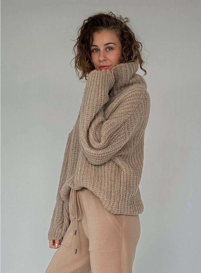 Zuckerwatte Rollkragenpullover Rippstrickoptik aus Viskosemix mit Elasthan günstig online kaufen