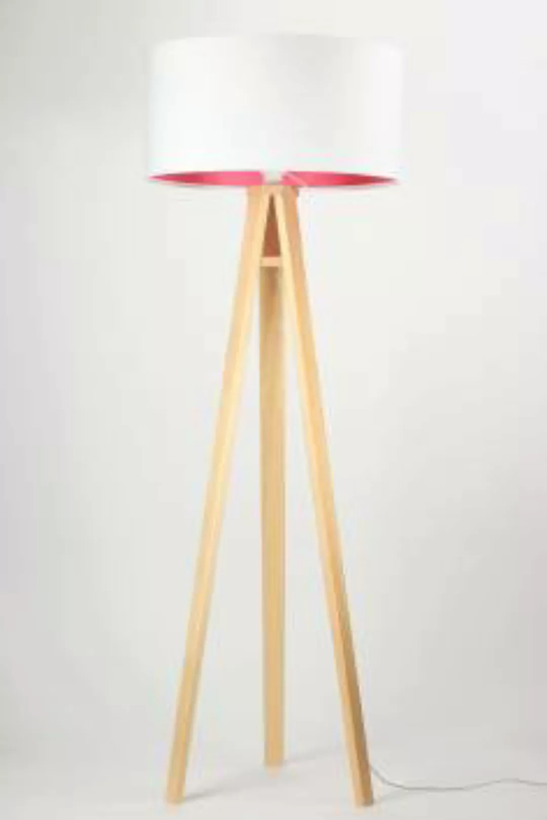 Stehlampe Weiß Pink Holz 145cm Retro Wohnzimmer günstig online kaufen