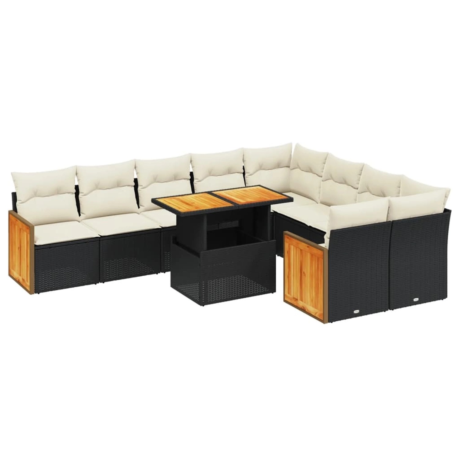 vidaXL 10-Tlg Garten-Sofagarnitur mit Kissen Schwarz Poly Rattan 3274115 günstig online kaufen