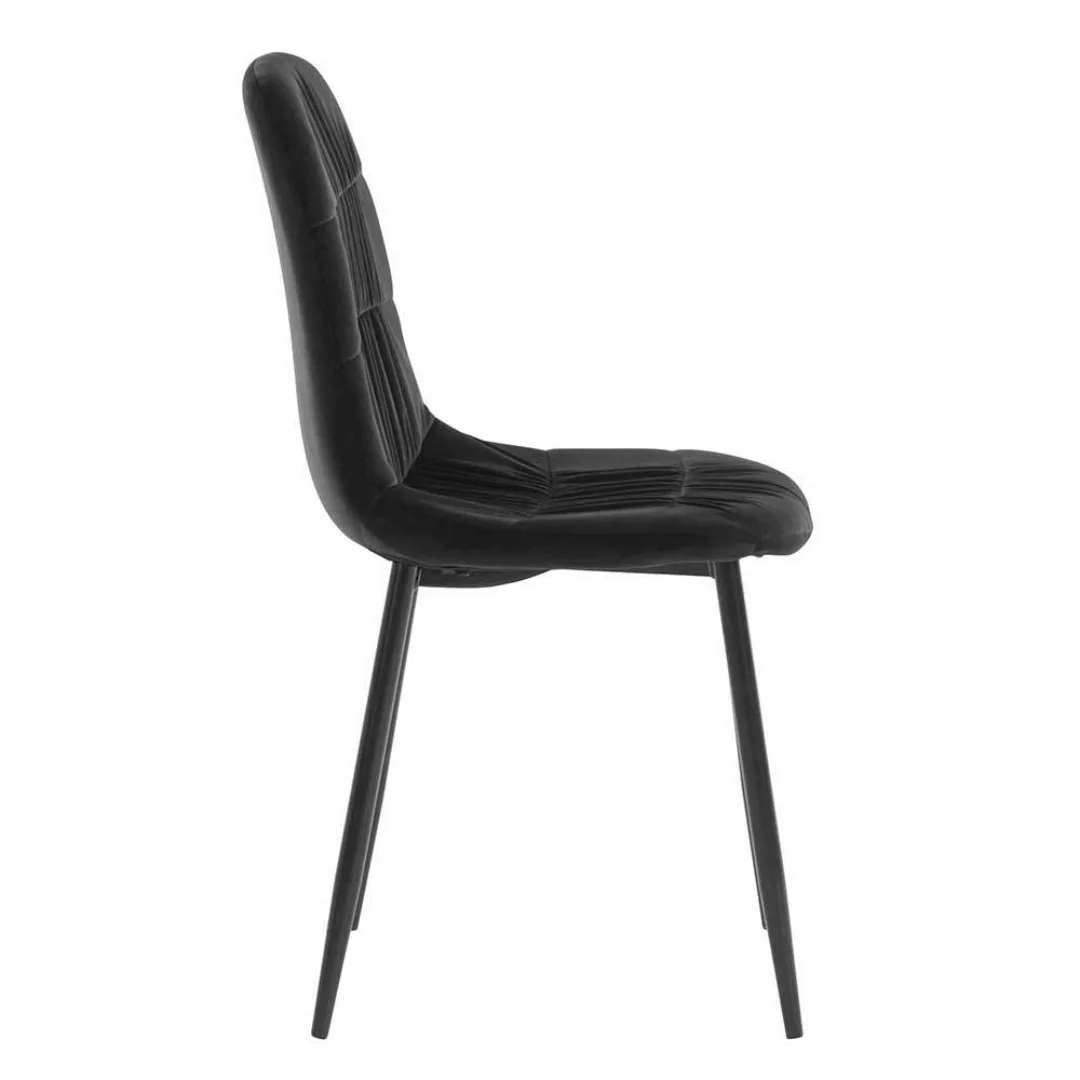 Moderne Esszimmerstühle in Schwarz Samt und Metall (2er Set) günstig online kaufen