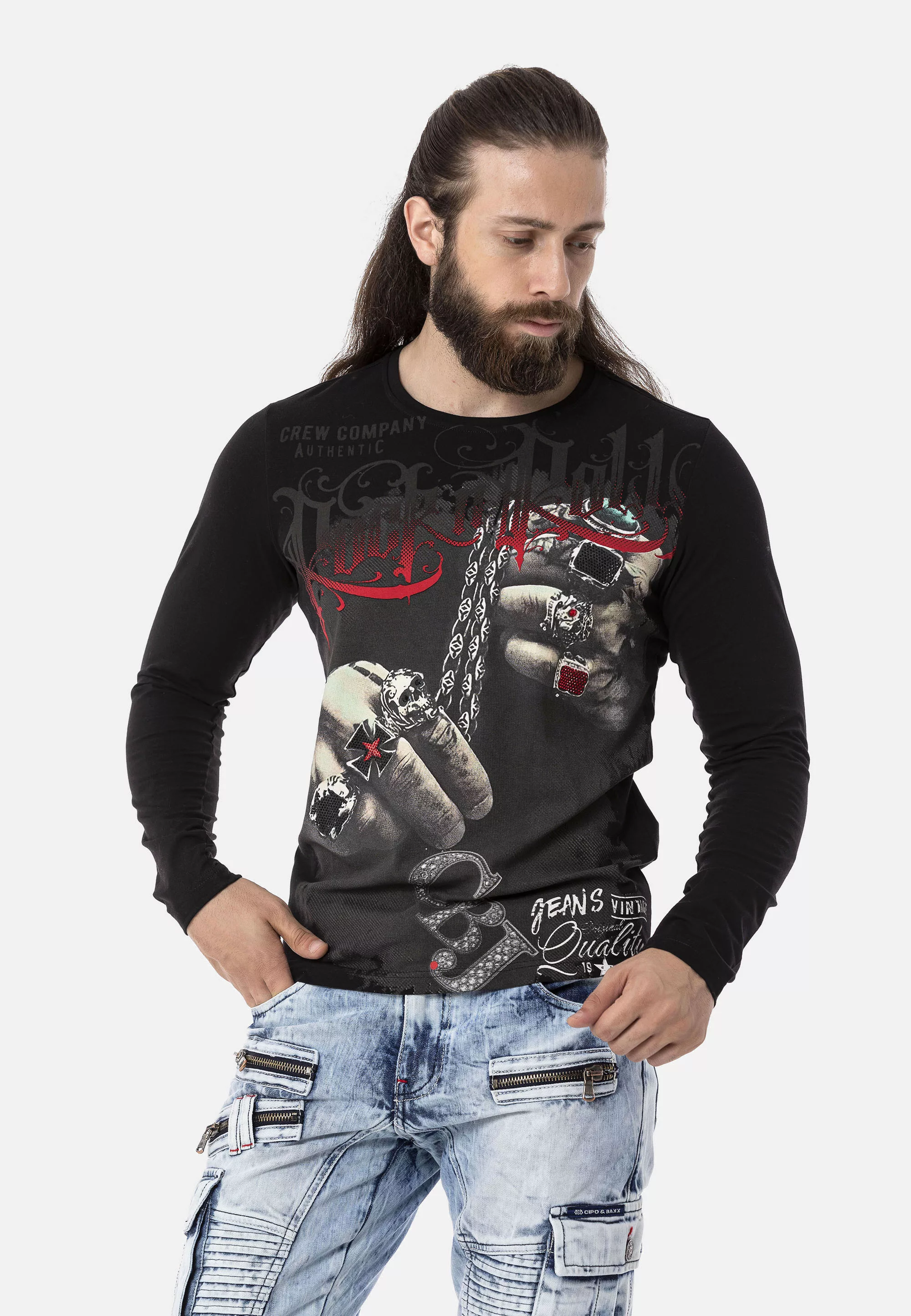 Cipo & Baxx Langarmshirt, mit großflächigem Print günstig online kaufen