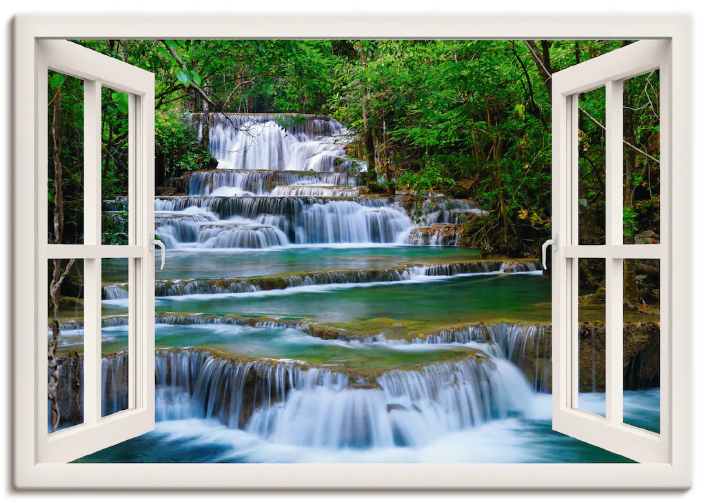Artland Wandbild "Fensterblick Wasserfall in Kanchanaburi", Fensterblick, ( günstig online kaufen