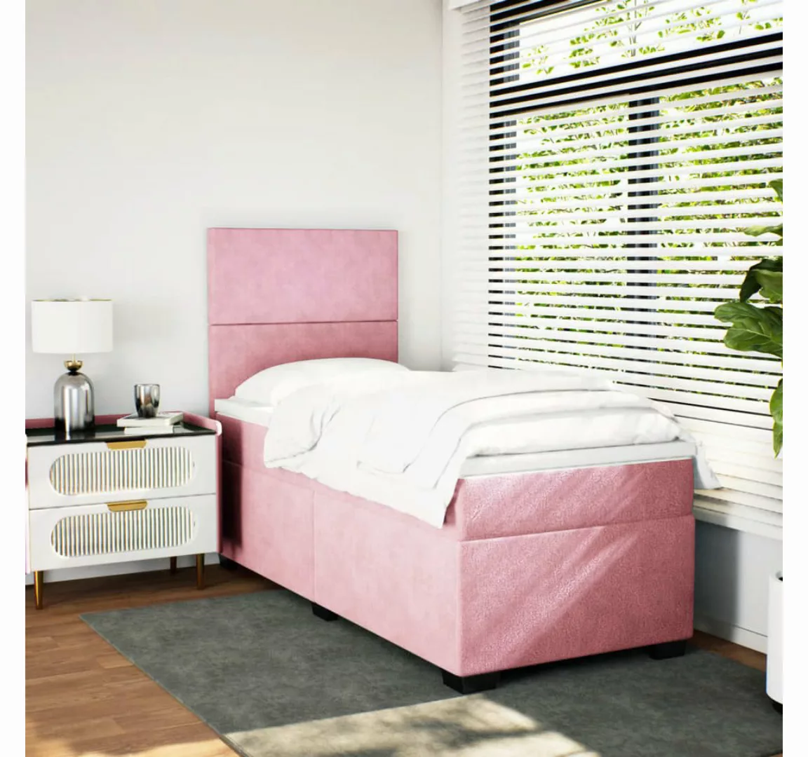 vidaXL Bett Boxspringbett mit Matratze Rosa 90x200 cm Samt günstig online kaufen