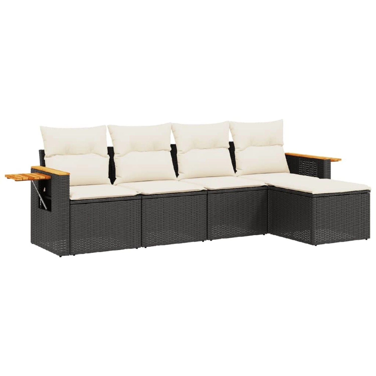 vidaXL 5-Tlg Garten-Sofagarnitur mit Kissen Schwarz Poly Rattan 3259158 günstig online kaufen