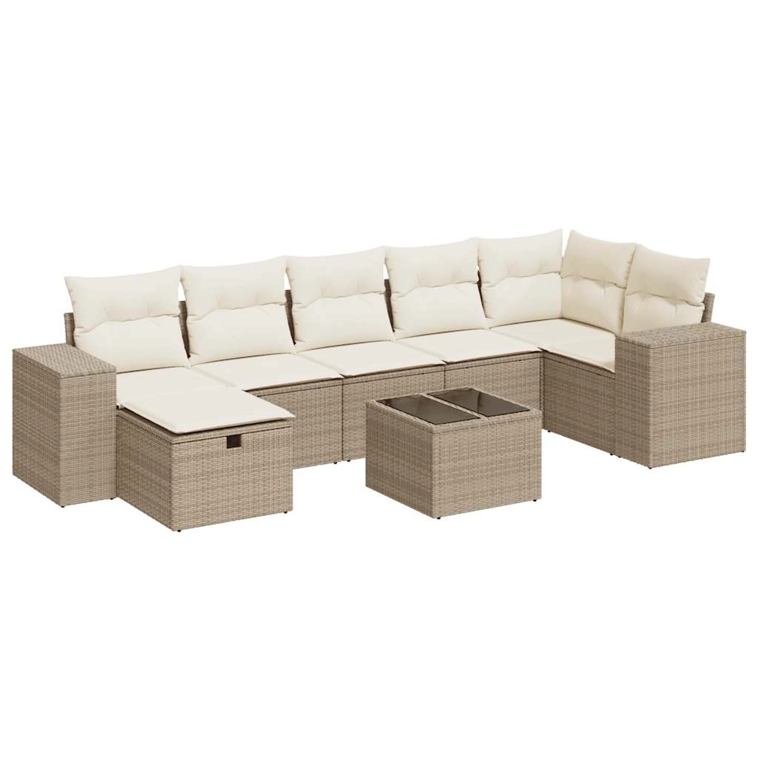 vidaXL 8-Tlg Garten-Sofagarnitur mit Kissen Beige Poly Rattan 3325714 günstig online kaufen