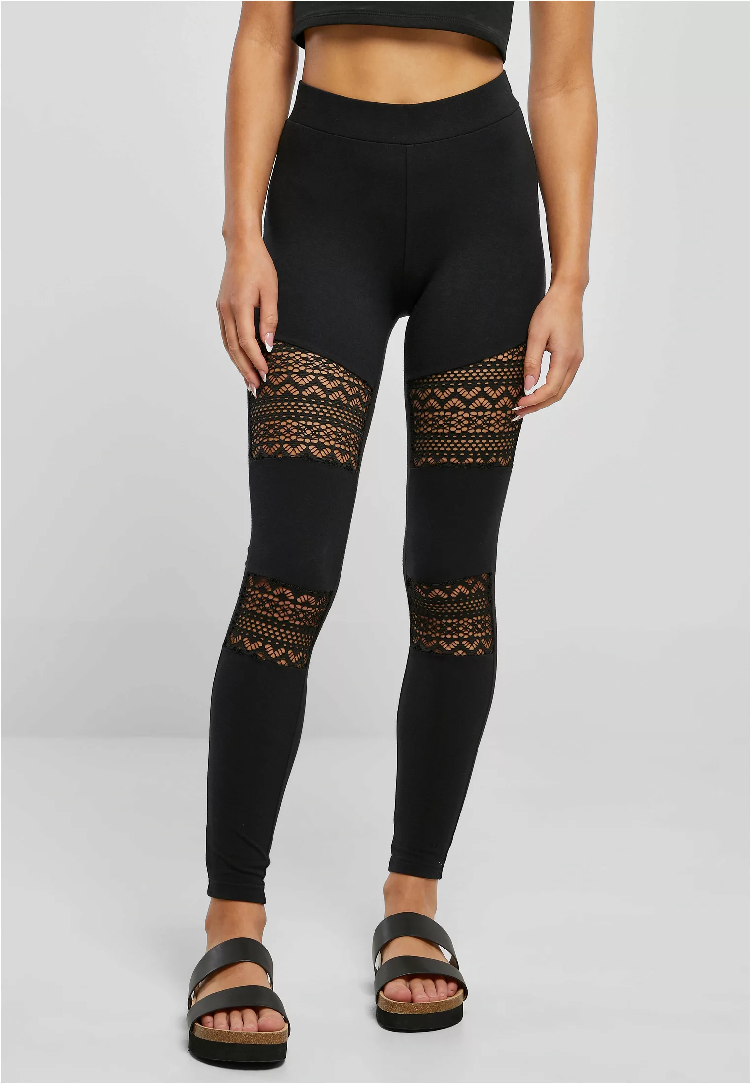 URBAN CLASSICS Leggings "Urban Classics Damen Ladies Crochet Lace Inset Leg günstig online kaufen