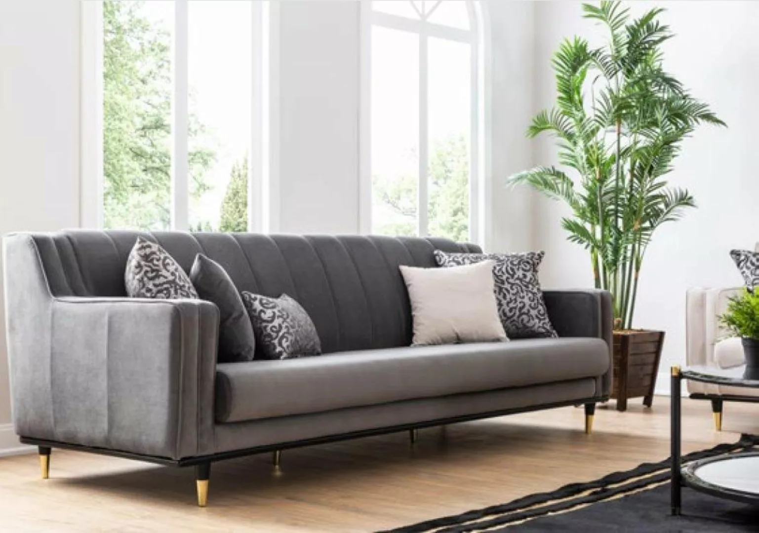 JVmoebel 3-Sitzer Grau Sofa 3 Sitz Sofas Sitz Design Couch Dreisitzer Luxus günstig online kaufen