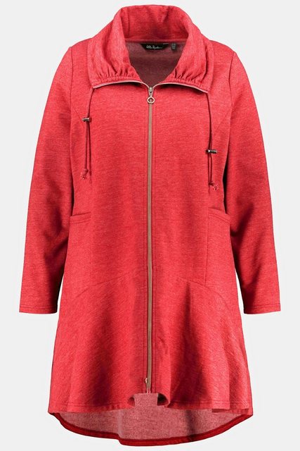 Ulla Popken Sweatjacke Long-Sweatjacke Stehkragen A-Linie Volantsaum günstig online kaufen