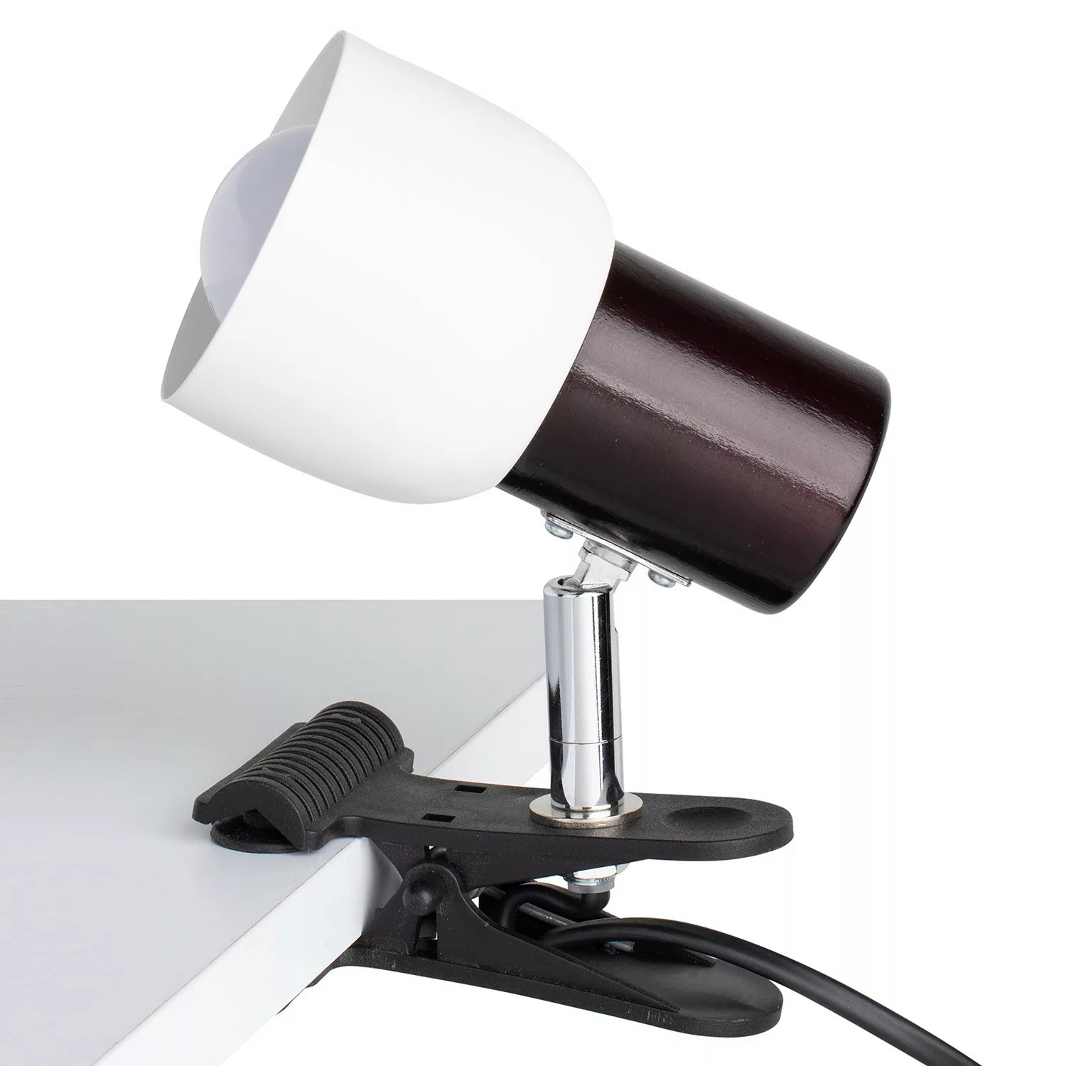 SPOT Light Klemmleuchte 2210135K weiß braun Chrom schwarz Metall Kunststoff günstig online kaufen