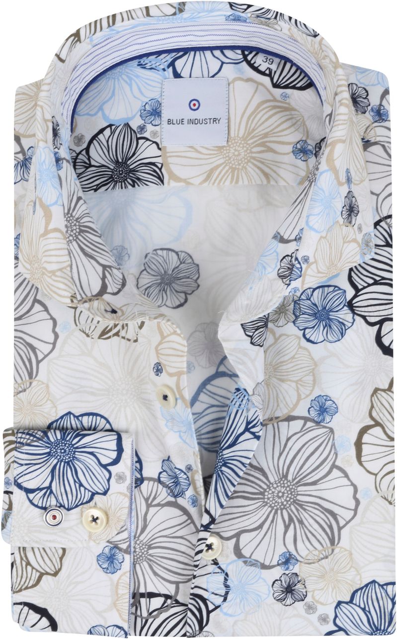 Blue Industry Hemd Blau Beige Blume - Größe 42 günstig online kaufen
