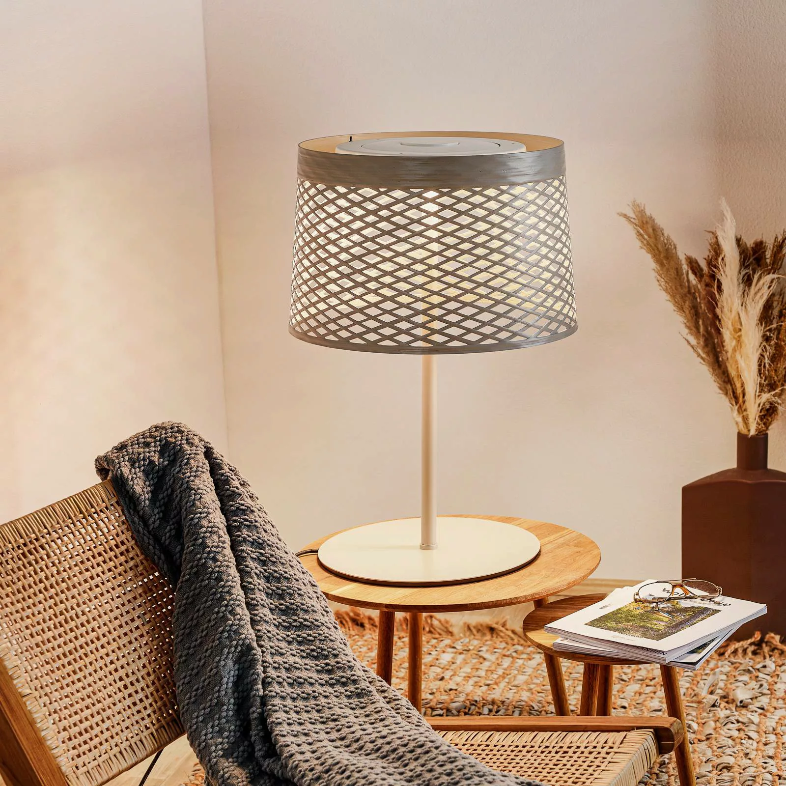 Foscarini Twiggy Grid XL LED-Tischlampe, greige günstig online kaufen